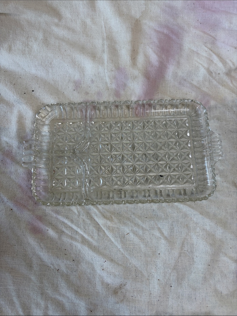 Clear Glass Divided Serving Tray - Classic Pressed Glass